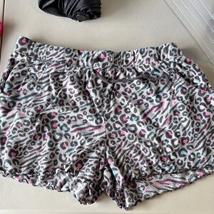 Cozy Leopard Print Sleep Shorts - Pink & Teal Accents